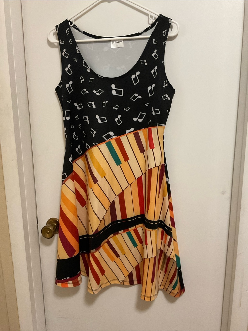Music Print Black & Multicolor Dress